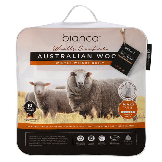 Woolly Comforts 550gsm Washable Australian Wool Quilt Winter Weight by Bianca